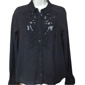 Free people black open lacework airy thin fabric